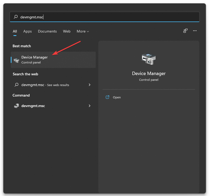Окно Диспетчера устройств в Windows 11