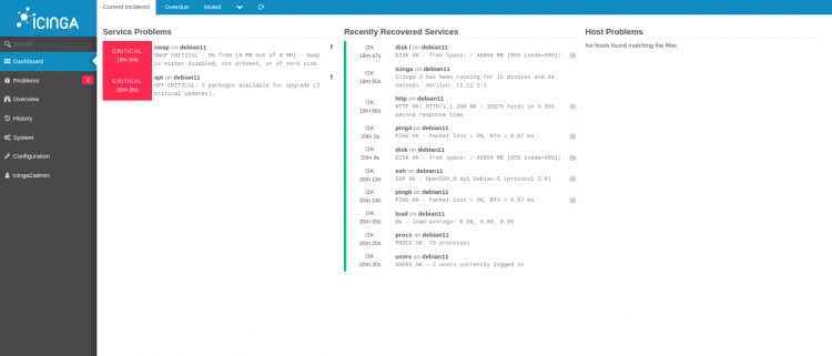 Панель управления Icinga Web 2