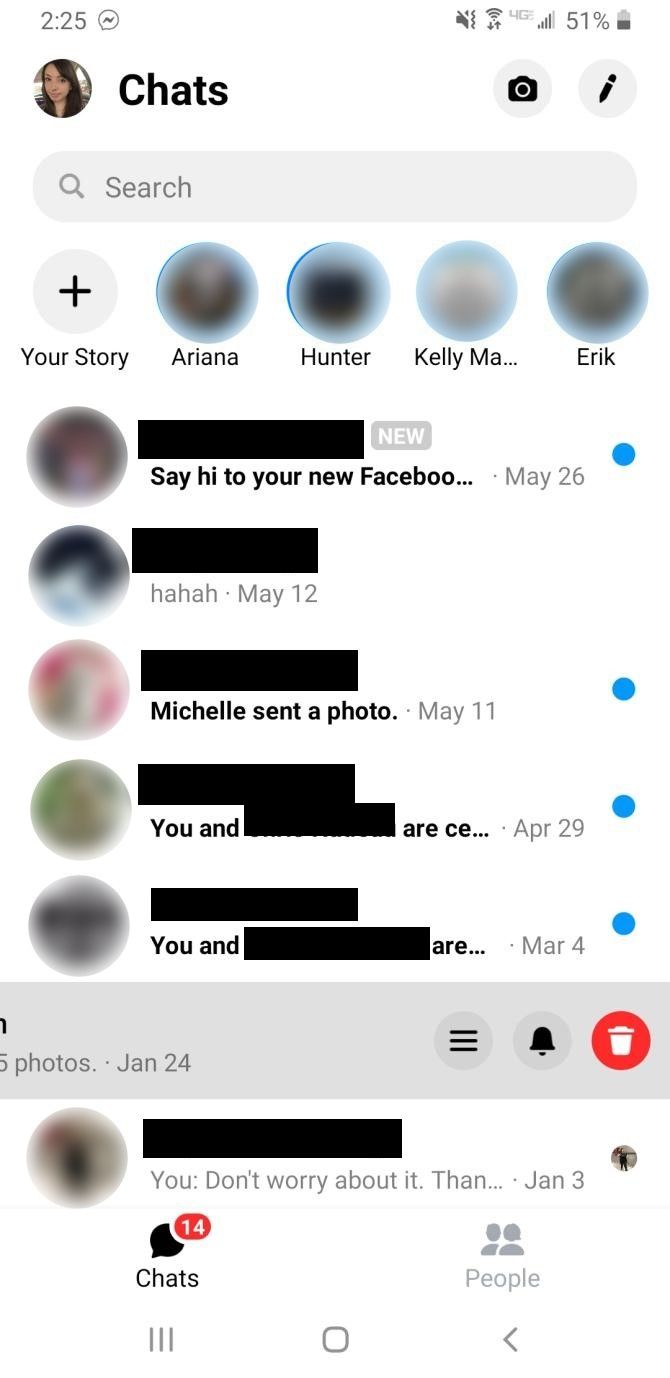 Список чатов в Messenger