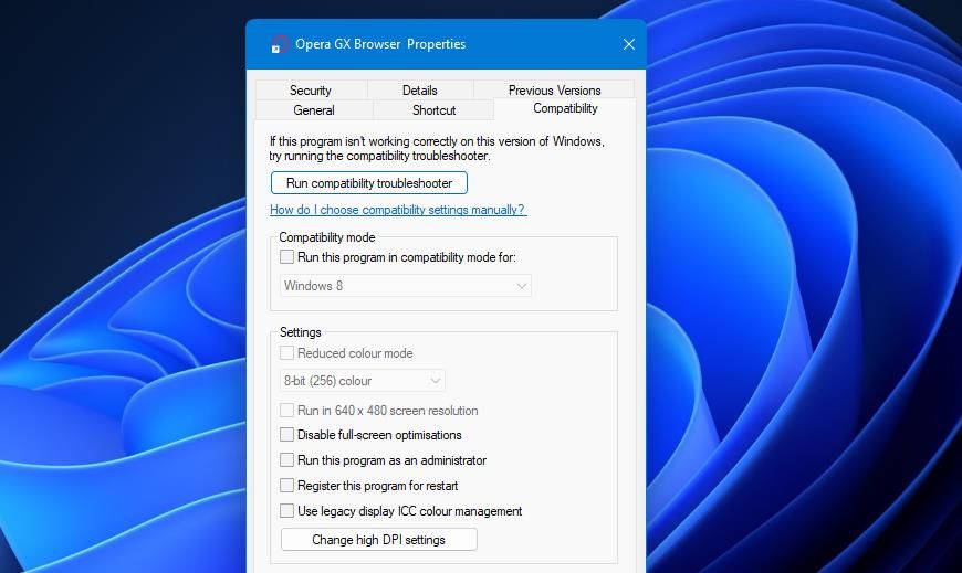 Окно свойств приложения с флажком Запускать эту программу от имени администратора