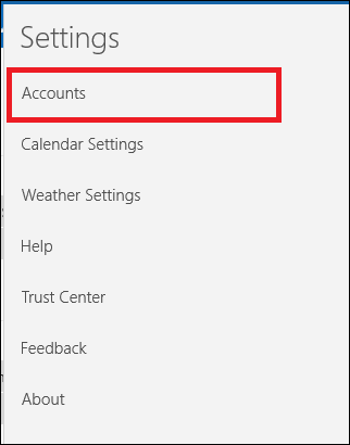 Список подключённых аккаунтов в Календаре