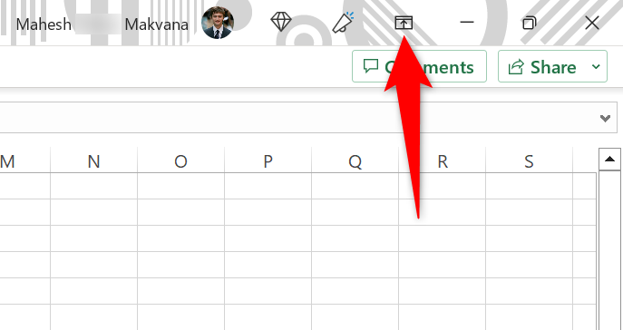 Select the up-arrow icon at the top-right corner.