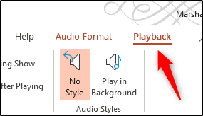 Вкладка Воспроизведение в PowerPoint