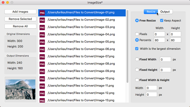 ImageSize интерфейс и параметры вывода