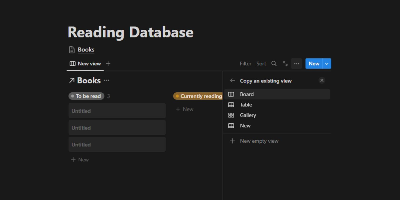 Скриншот Notion использования созданных видов