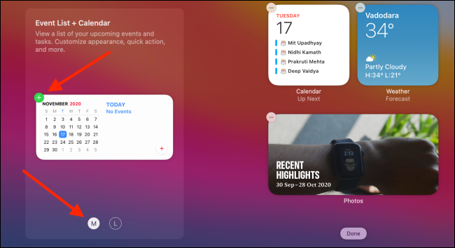 Choose Widget Size and Click Widget to Add it to Notification Center