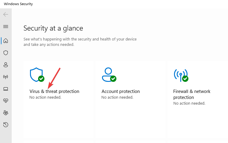 Раздел 'Защита от вирусов и угроз' в Безопасности Windows