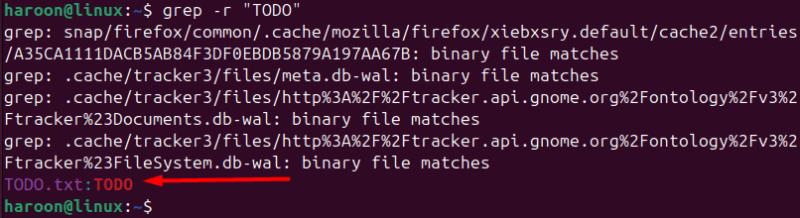 Поиск слова TODO в файлах с помощью grep