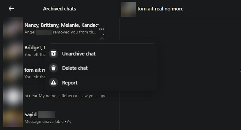 Messenger Archived Chats