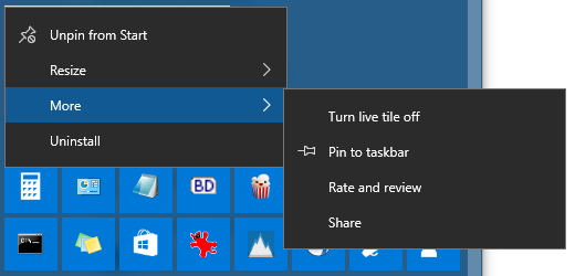 Start Menu Turn Live Tiles Off