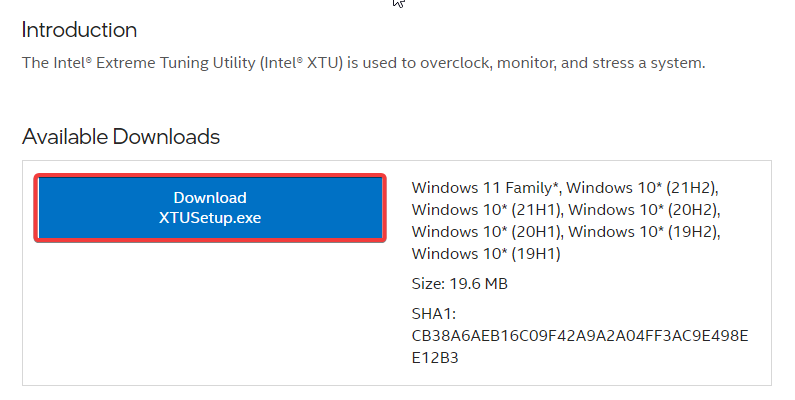 download Intel XTU