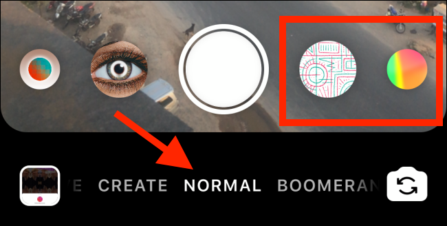 Перейдите в раздел Обычный в Instagram Stories, чтобы найти эффекты
