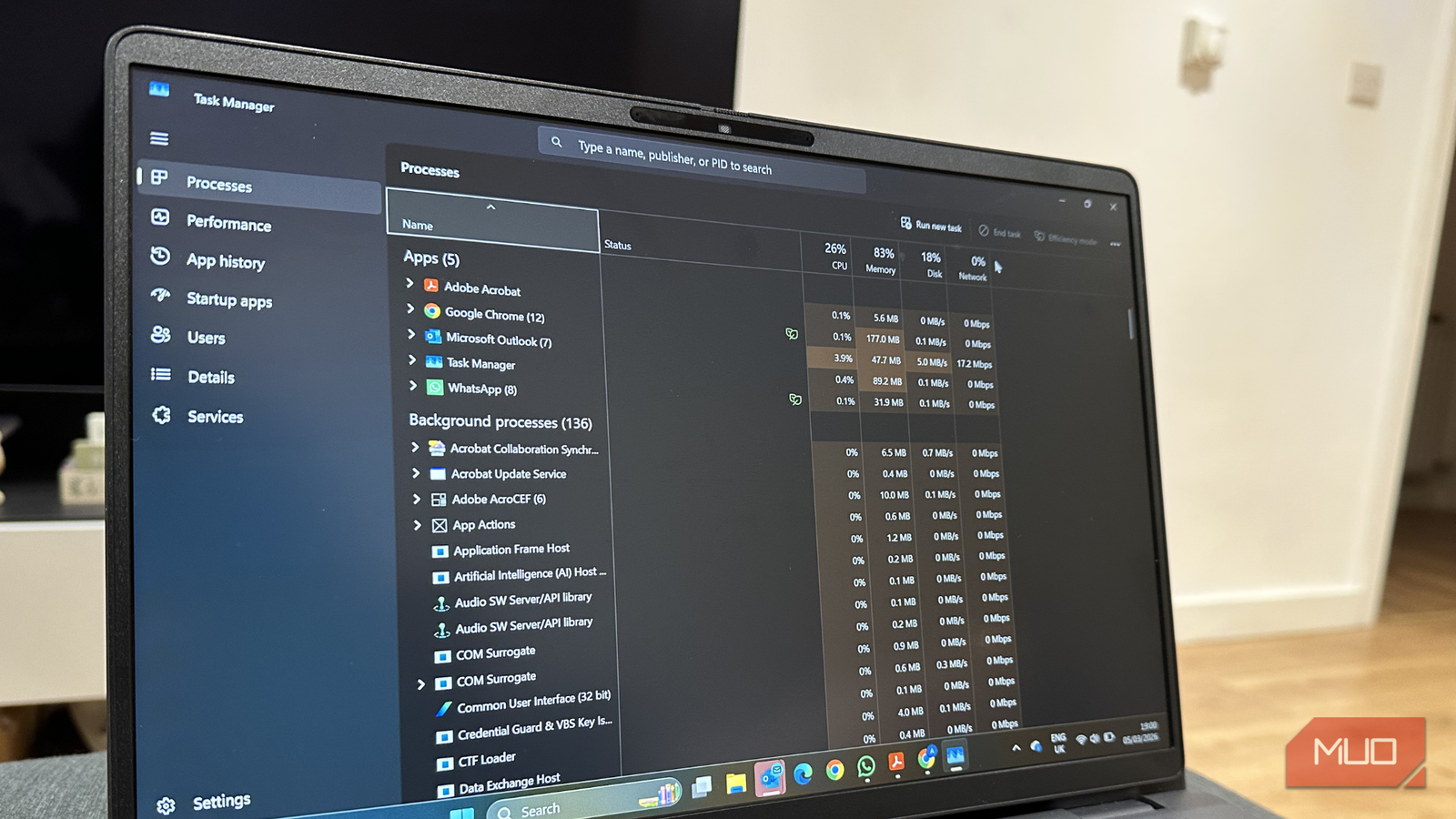 Окно Диспетчера задач Windows