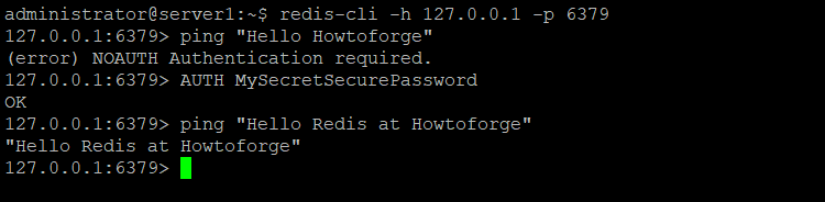 Успешная аутентификация Redis