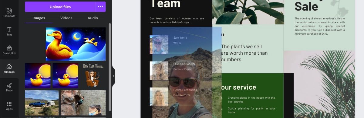 Загрузка фотографий в Canva