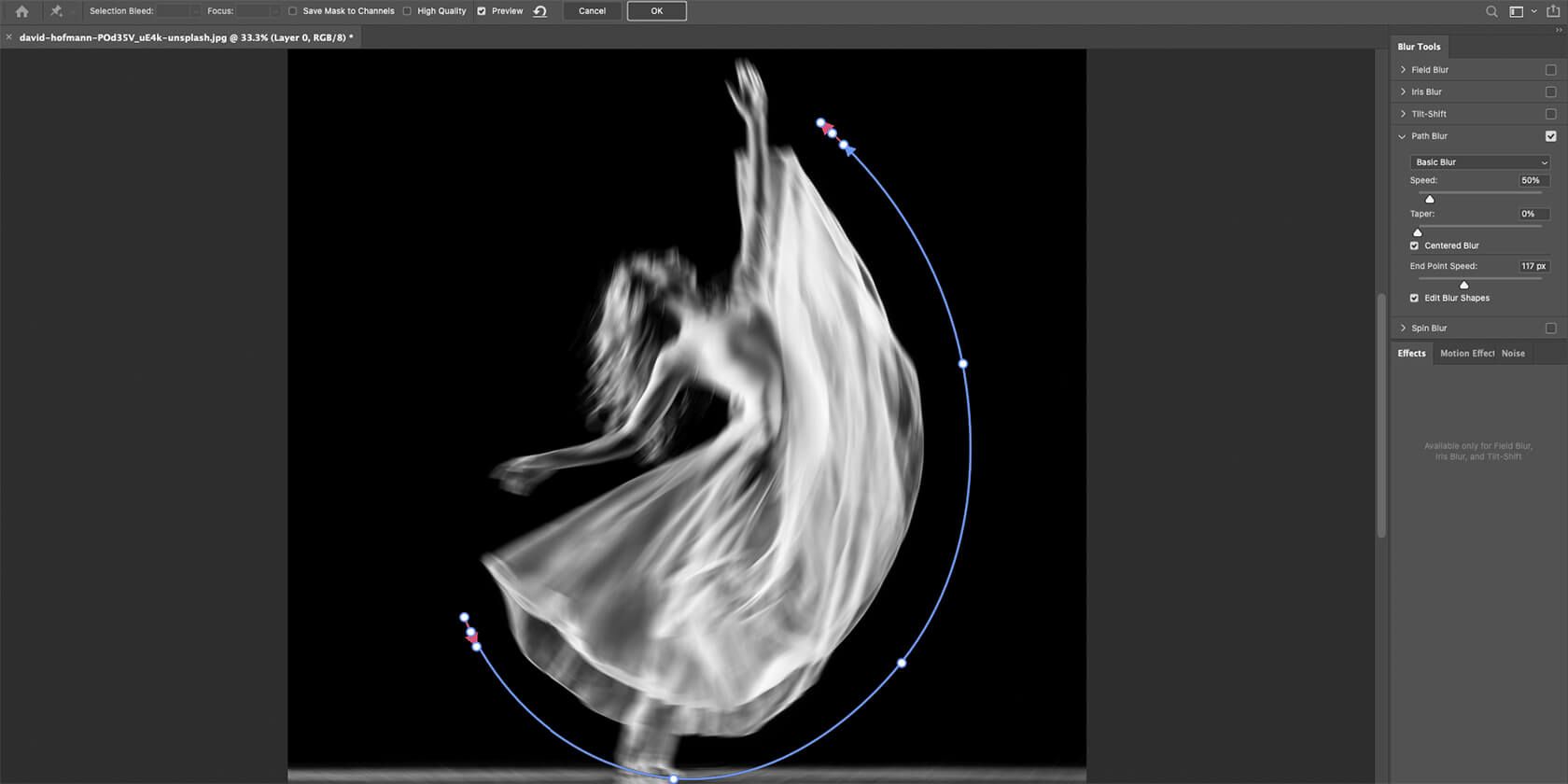 Рисование траектории движения в Photoshop