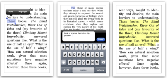 Пример выделений и заметок в Kindle на iPhone