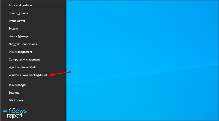 PowerShell от имени администратора — меню Win+X