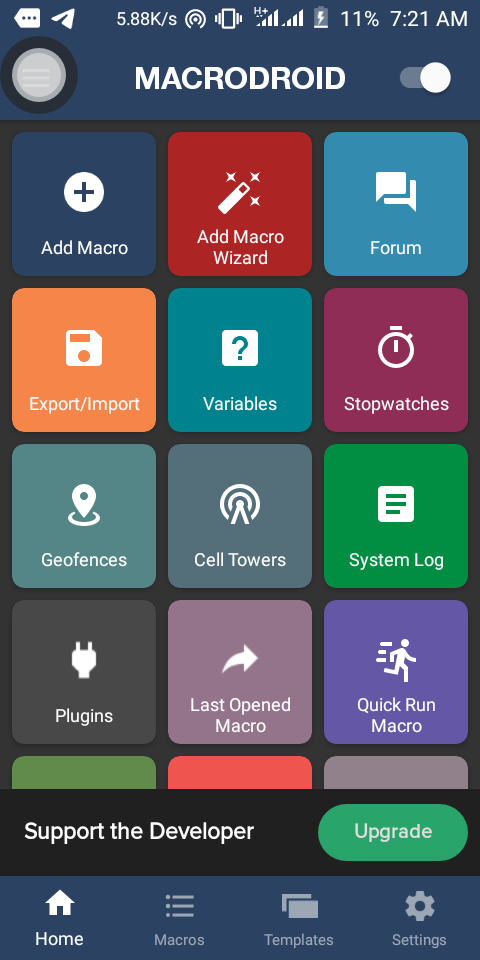 Выбор триггера для уведомления в MacroDroid