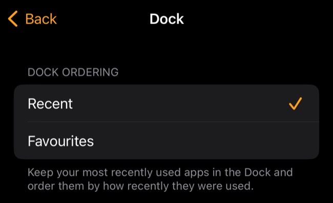 Экран Дока Apple Watch: упорядочение по последним приложениям