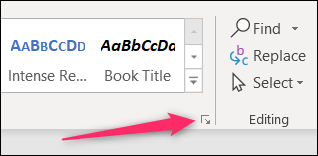 Открытая панель «Стили» в Word с кнопкой параметров