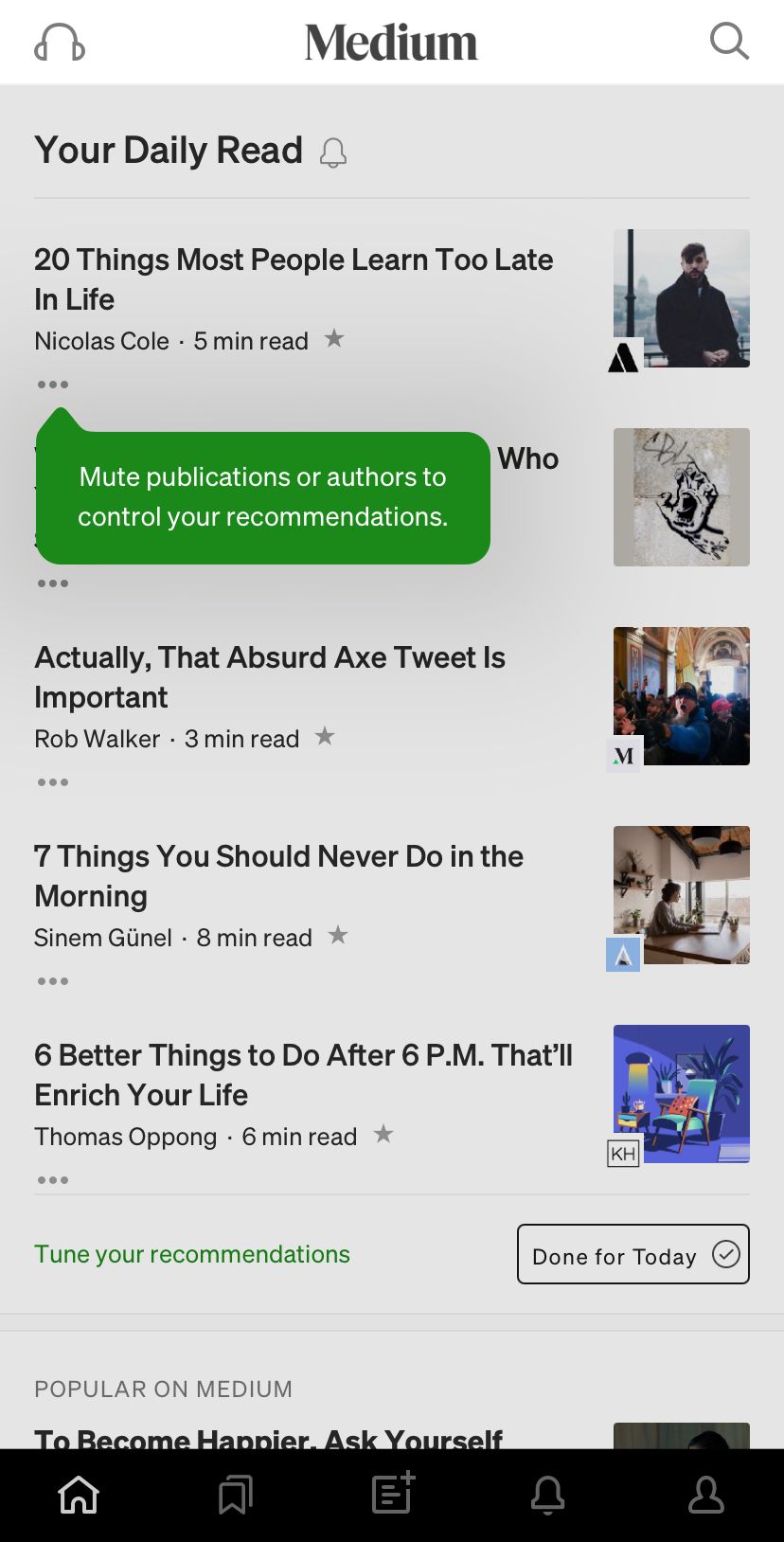 Интерактивный тур для новых пользователей Medium