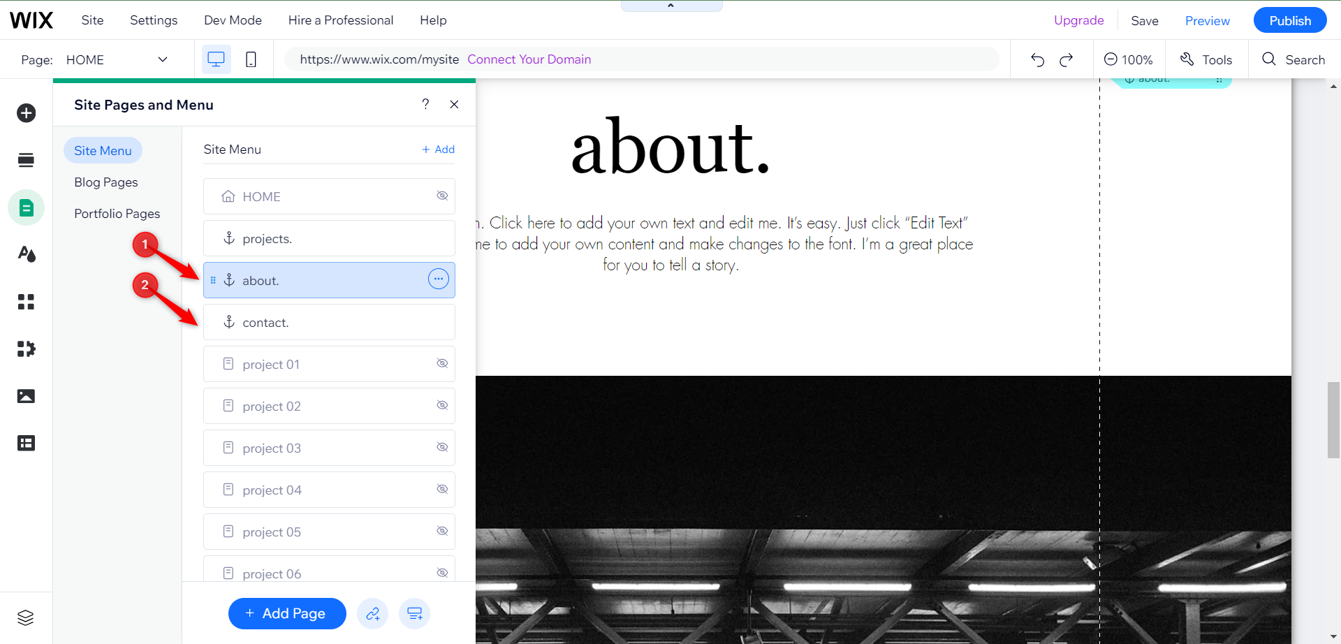 Страница «О себе» и контактов в шаблоне.