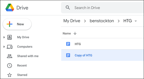 Пример дубликата документа в Google Диске с префиксом «Копия» в названии.