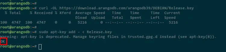 Добавление GPG-ключа ArangoDB