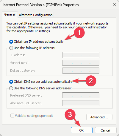Настройки получения DNS и IP автоматически