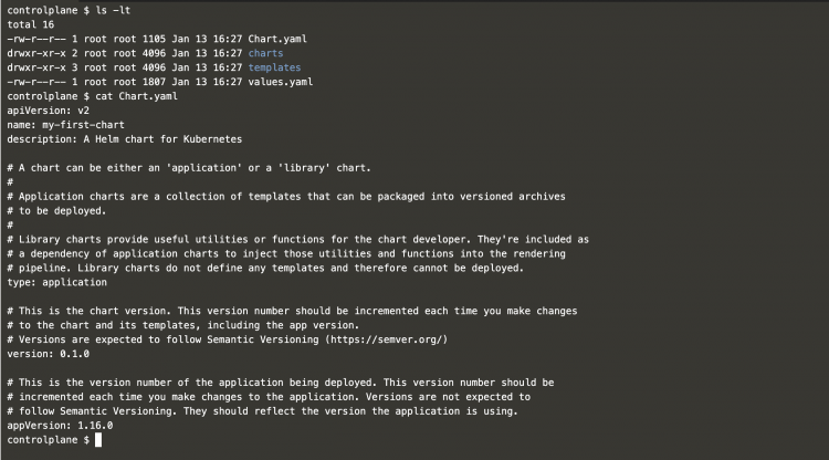 Просмотр Chart.yaml