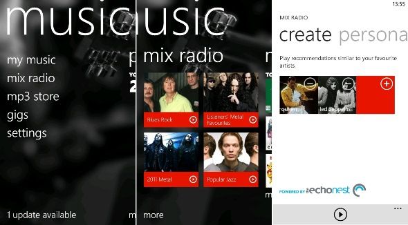Использование Nokia Music на Windows Phone — экран «Mix Radio» и управление офлайн