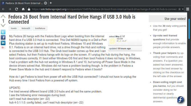 Детали проблемы Fedora: логи и конфигурация