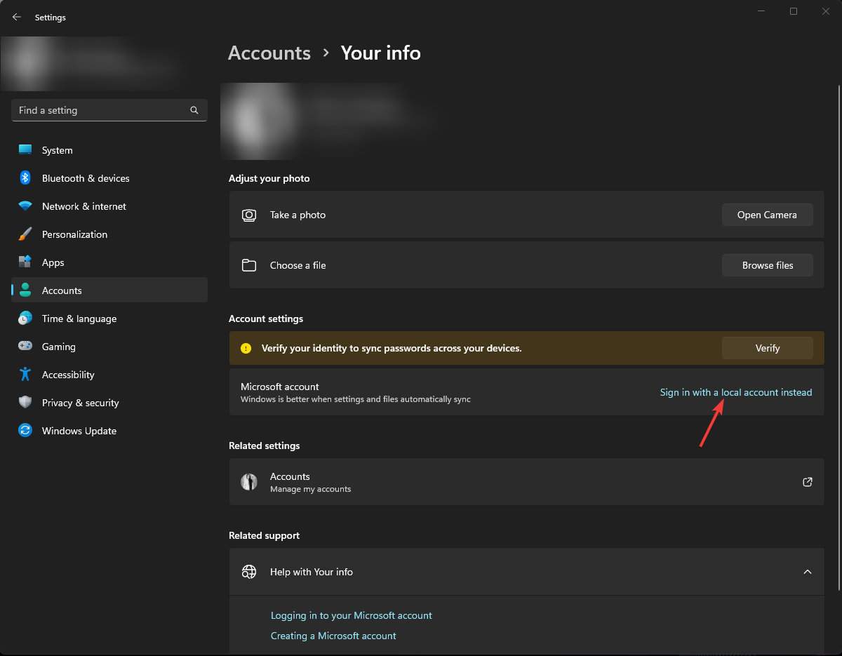 Кнопка входа с локальной учётной записью