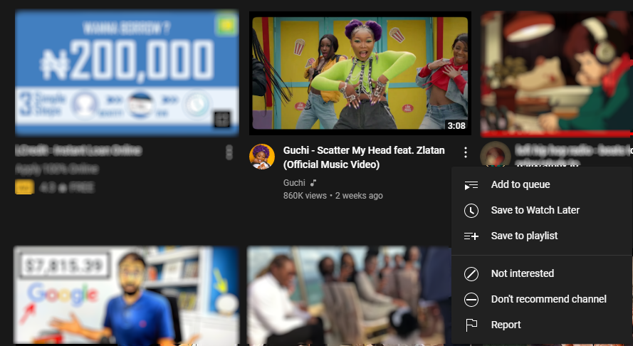 Нажмите меню с тремя точками под миниатюрой