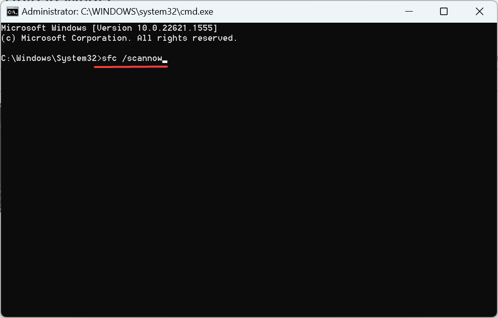 sfc scan to fix missing msvcrt.dll