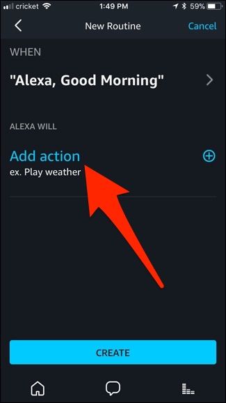 Кнопка Добавить действие