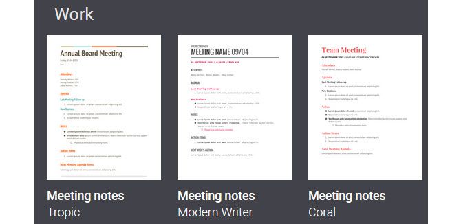 Шаблоны заметок и повестки в Google Docs