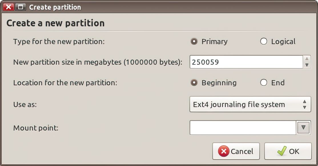 Создание нового раздела при установке Linux