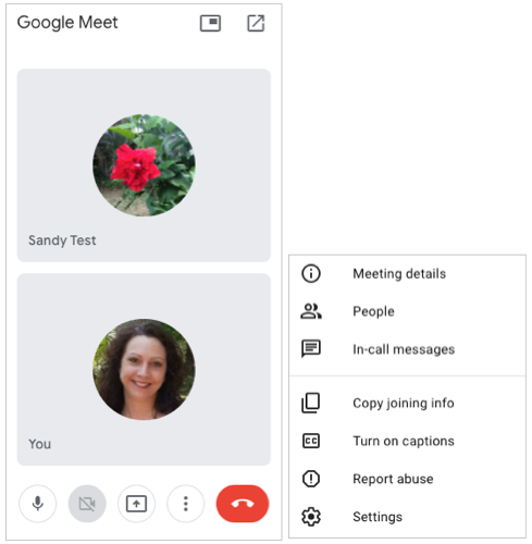 Элементы управления вызовом в Документах для Google Meet