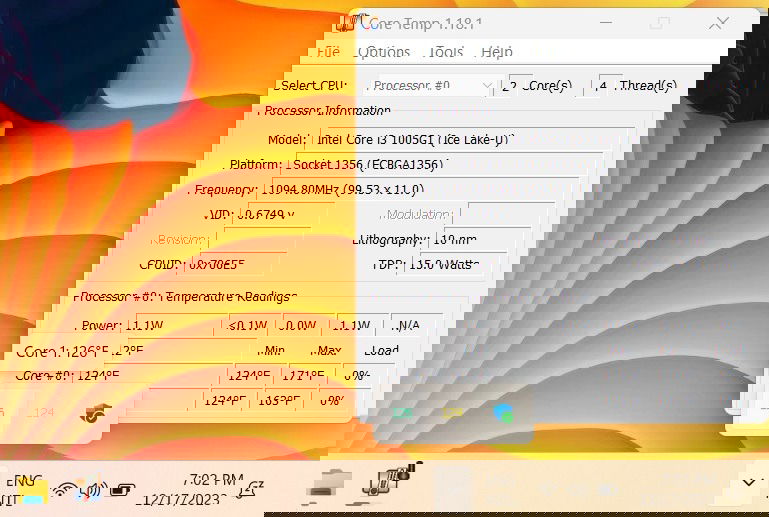 Температуры CPU в трей‑иконке Core Temp