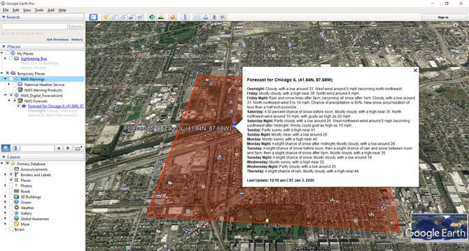 Загруженный радарный слой в Google Earth Pro