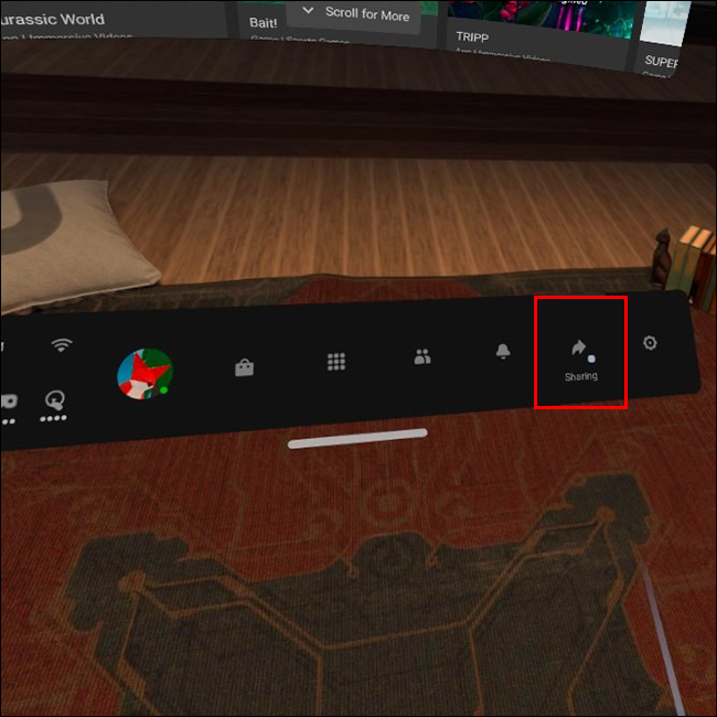 Выберите вкладку Sharing в нижней панели задач