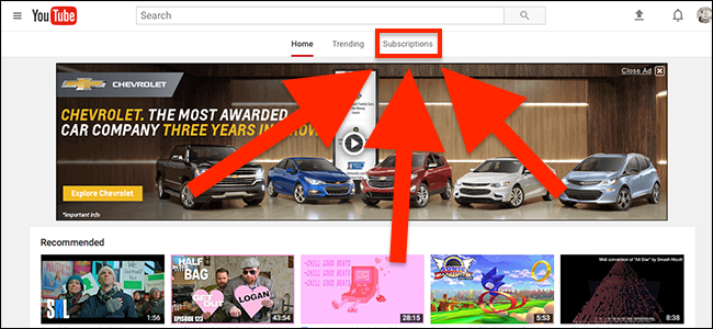 Как видеть только подписки на YouTube
