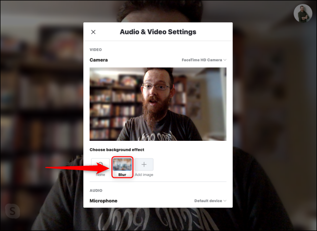 Пример размытого фона в Skype