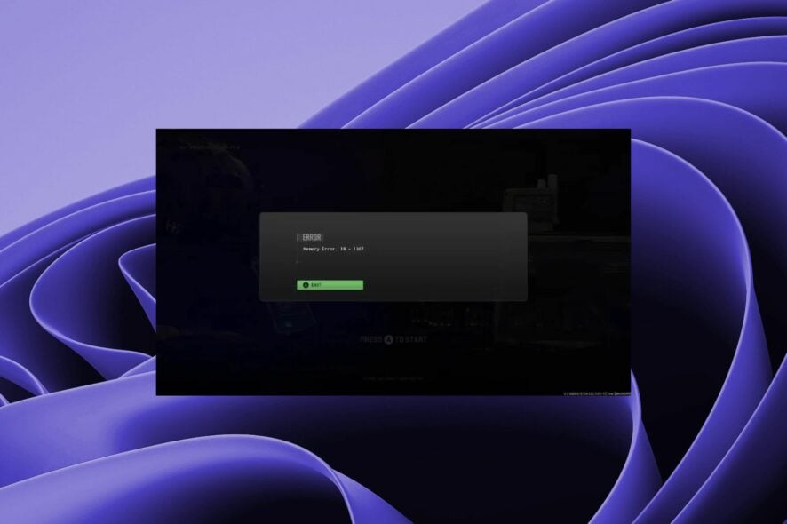 Исправить ошибку памяти 19-1367 — Modern Warfare 2