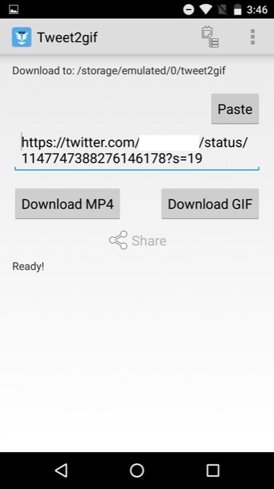Кнопка скачивания GIF в Tweet2GIF