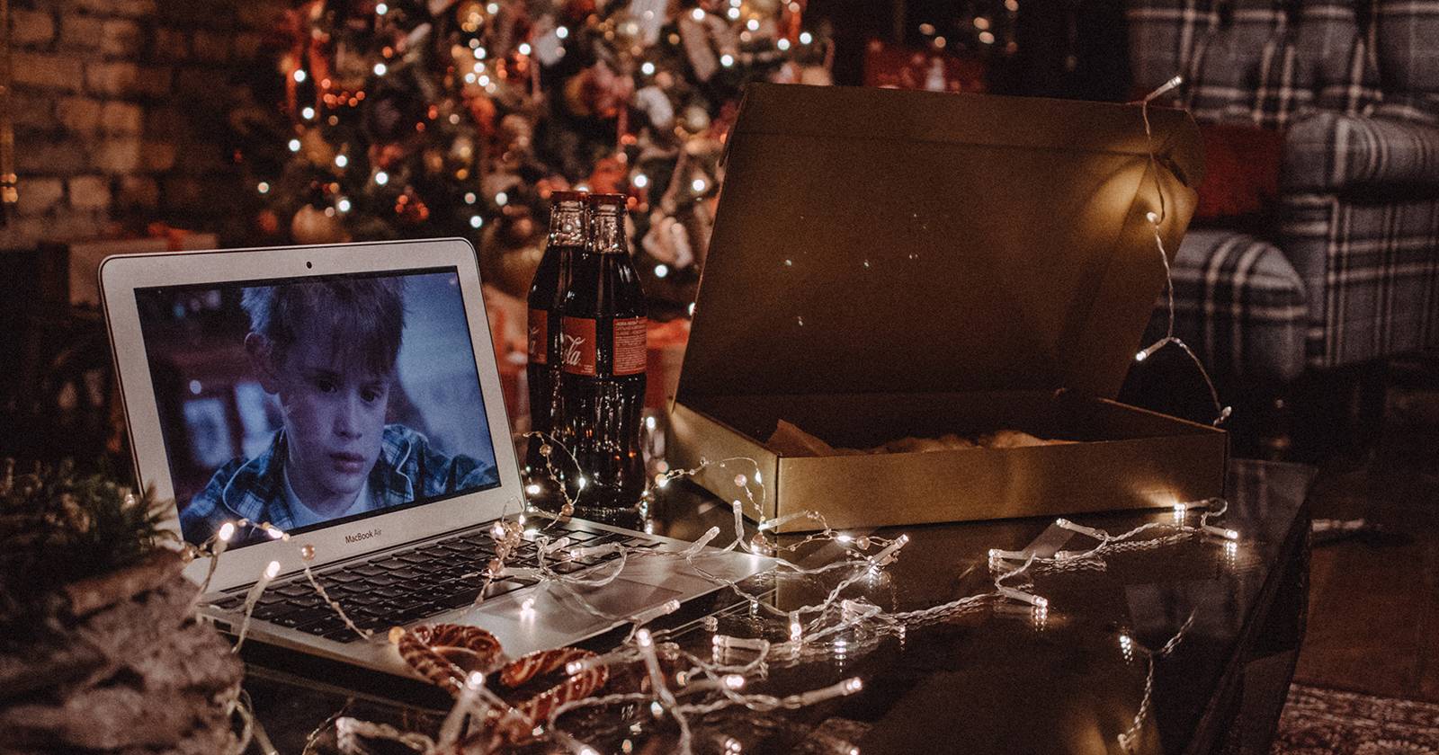 A laptop on Christmas morning.