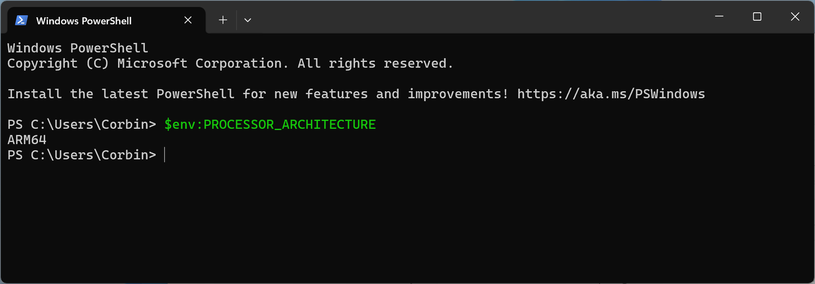 ARM64 указано в Windows Terminal