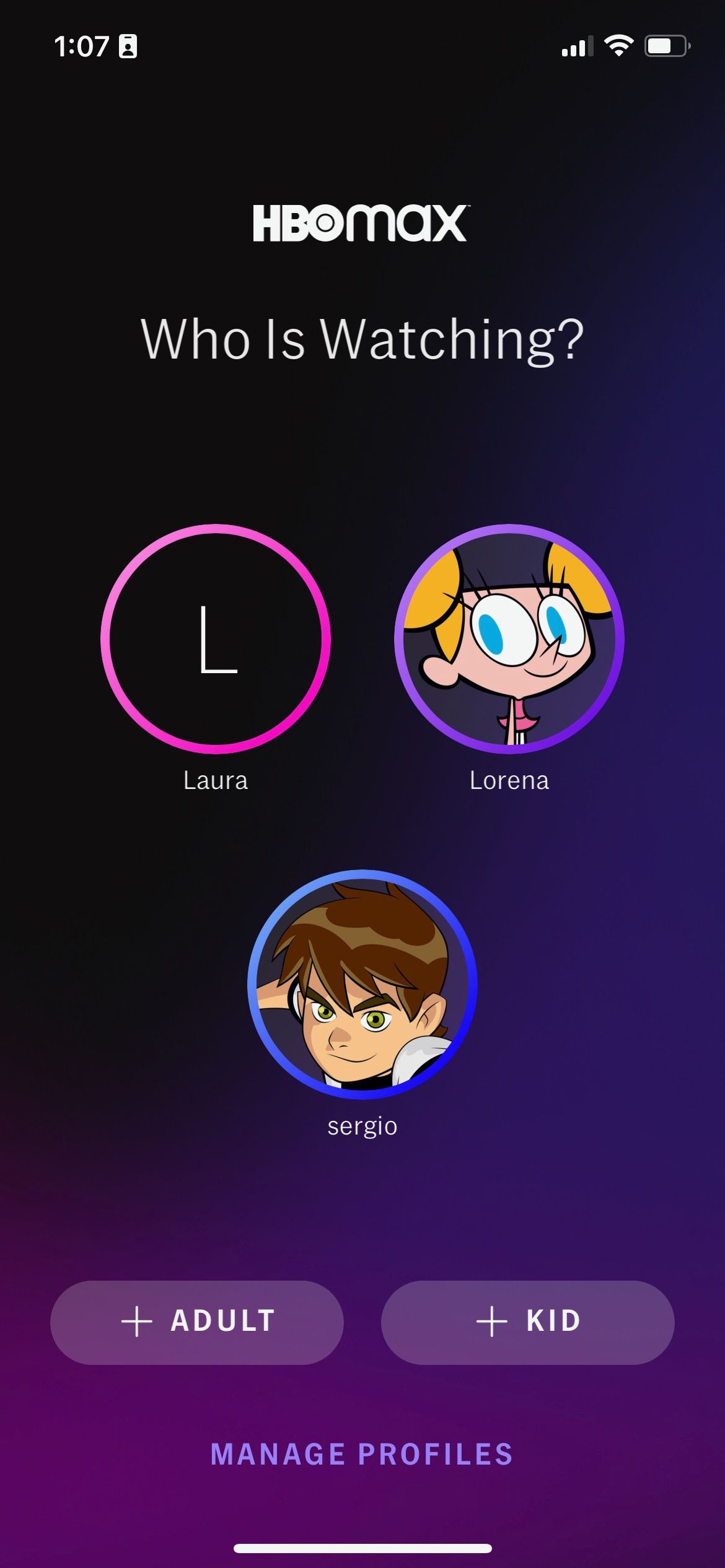 Change Profiles HBO Max iPhone